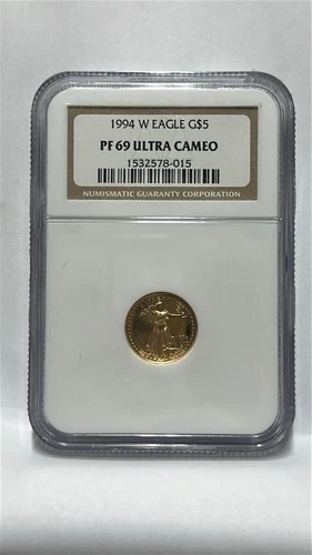 1994 W GOLD $5 AMERICAN EAGLE 1/10 OZ NGC PF 69 ULTRA CAMEO
