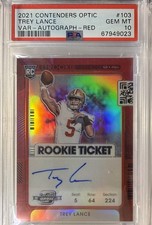 2021 Contenders Optic #103 TREY LANCE Rookie Ticket VAR AUTO RED GEM MT 10 32/50