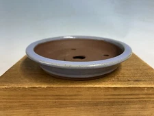 Blue Glazed Bonsai Tree Tokoname Pot Yamaaki Kiln Shohin Size 7 3/4 By 1 1/2” #1