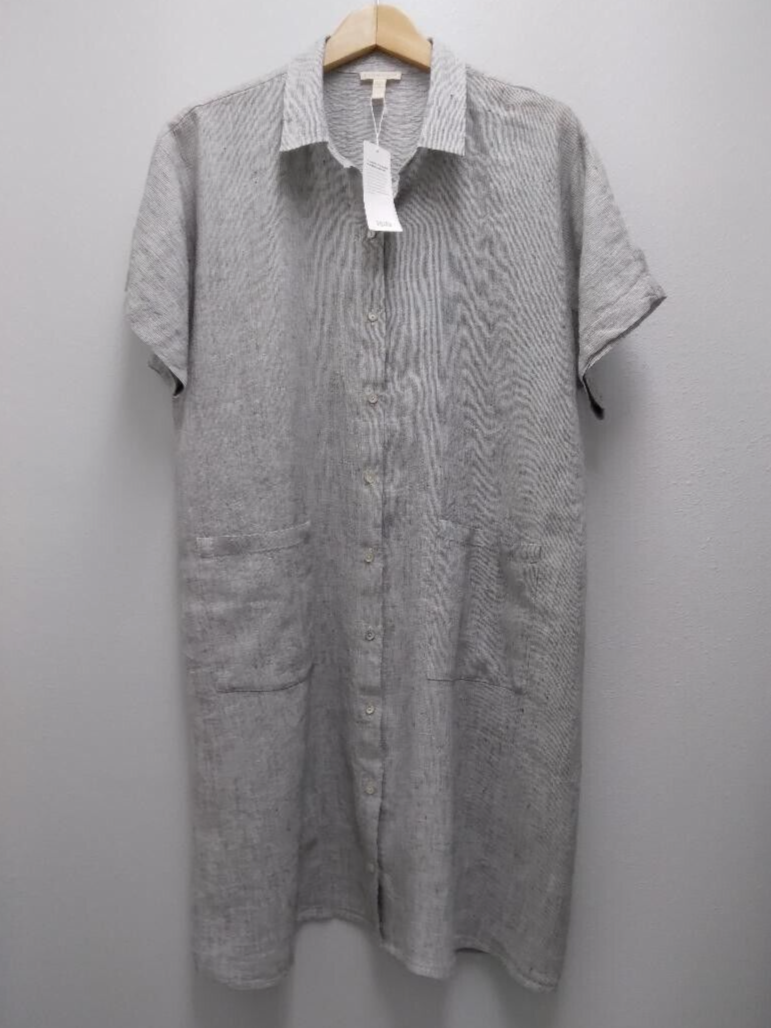 Eileen Fisher New Size M White Crinkled Organic Linen Dress Eileen Fisher New Size M White Crinkled Organic Linen Dress