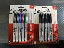 2 Pks Sharpie Permanent Markers Fine Point Assorted Colors 10 ct total #Z5