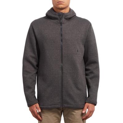 NWT MENS VOLCOM STN STORM BONDED ZIP JACKET $100 M Black hooded