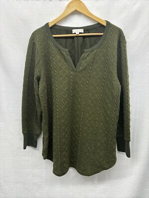 Weekend Suzanne Betro Emerald Green Lightweight Sweater Top 1X