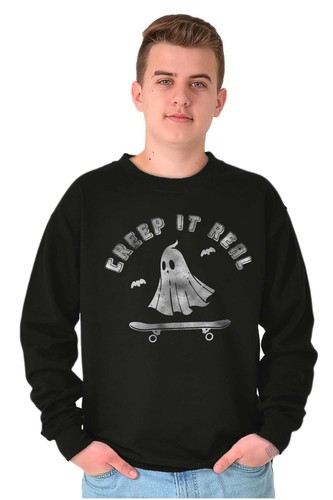Halloween Ghost Creep It Real Skater Sweatshirt for Men or Women - Picture 4 of 9