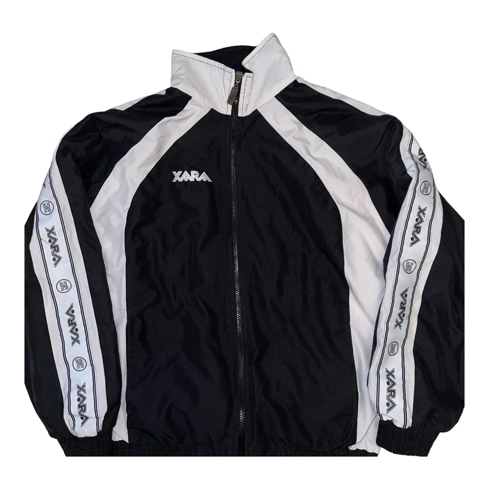 Chaqueta de fútbol vintage para hombre pequeña con logotipos de colores bloque de colores años 90 RARA Foto 2 de 4