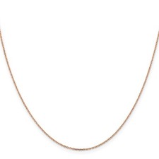 14K Rose Gold 1.10mm Diamond-cut Cable Chain Necklace 18" for Women 1.55gm
