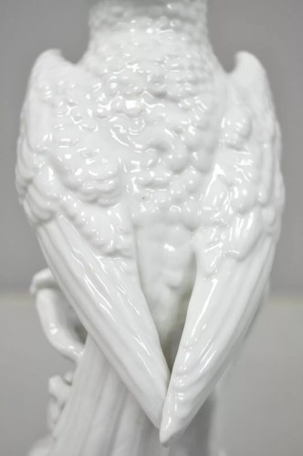 White Porcelain 11" Parrot Figure Statue 5 Point Crown N Capodimonte or German - Picture 8 of 12