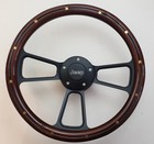 Black 14" Billet Steering Wheel-Euro Wood Half Wrap + Adaptor + for JEEP Horn