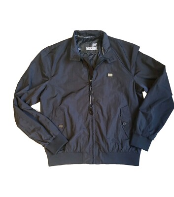 LOVE MOSCHINO SCHWARZE BOMBERJACKE MIT METALL LOGO BADGE Gr. XL/EU 52 UVP 270£