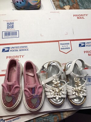 Toddler Girl Size 5 Falls Creek Kids Pink Bunny And White Sandal Hardly Worn