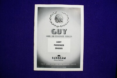 GUY LIGHT PASSENGER CHASSIS SUNBEAM TROLLEYBUS SALES BROCHURE TECHNICAL DATA '54