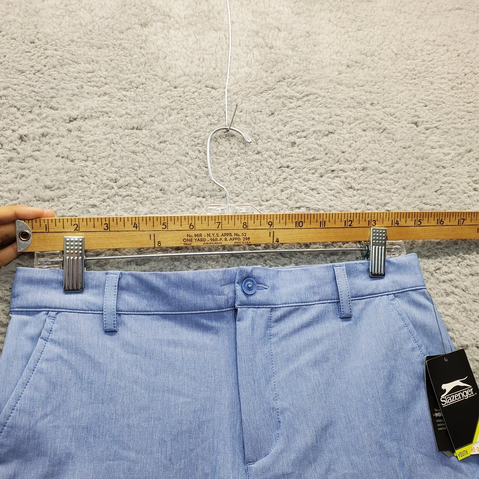 Pantalones cortos Slazenger Golf Performance para mujer grandes azules cambray tiro medio frente plano Foto 3 de 4