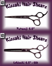 Kissaki Pro 6.0" Hair Cutting Scissors  60t Thinning Shears Black Cherry Combo