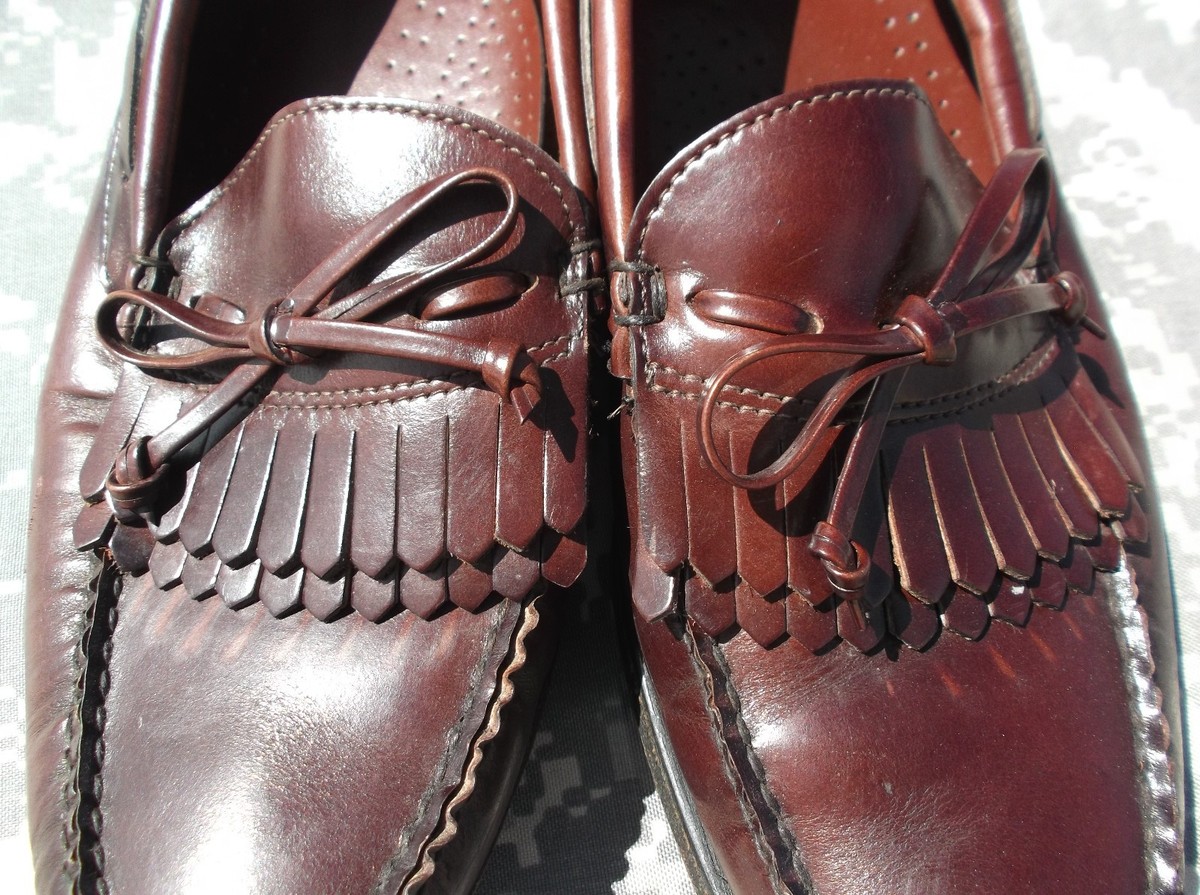 DEXTER RED/BROWN LEATHER & LEATHER SOLED MEN\'S sz10.5 KILTIE TIE LOAFERS KD 6864 DEXTER RED/BROWN LEATHER & LEATHER SOLED MEN main image 3