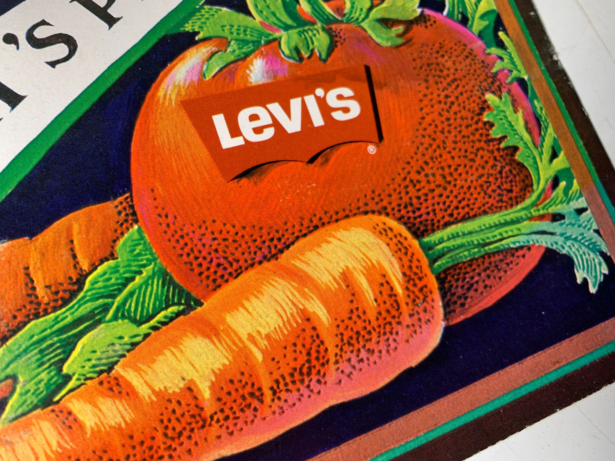 VTG RARE 1970s FRESH PRODUCE LEVIS JEANS DENIM CLOTHING POSTER VTG RARE 1970s FRESH PRODUCE LEVIS JEANS DENIM CLOTHING POSTER