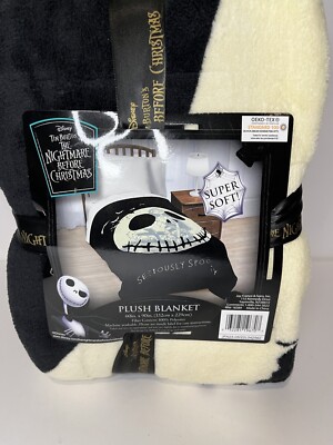 THE NIGHTMARE BEFORE CHRISTMAS JACK SKELLINGTON CHARACTER FACE BLANKET  NWT