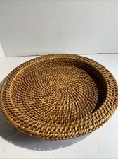 Vtg Rattan Round Fruit Bread Tray Basket~11” Warm Brown Excl Condition Display