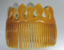 Large Antique BUTTERSCOTCH Bakelite Hair Comb TIARA CROWN hairpiece PERFECT!