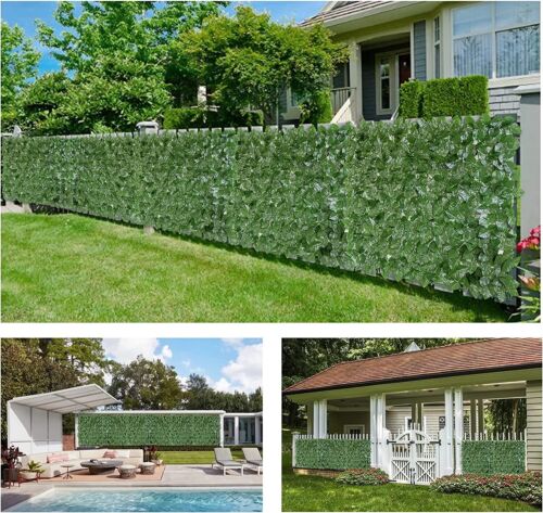 Privacy Artificial Green Fence Screen Faux Ivy Leaf 118"x39" Hedge Decor Garden - Picture 2 of 22