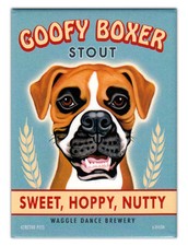 Retro Dogs Refrigerator Magnets - Goofy Boxer Stout - Vintage Advertising Art