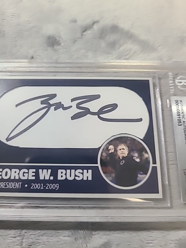 George W. Bush Signed Cut Card 1/1 Beckett Certified Rare!! #43 1st Pitch - Picture 4 of 10