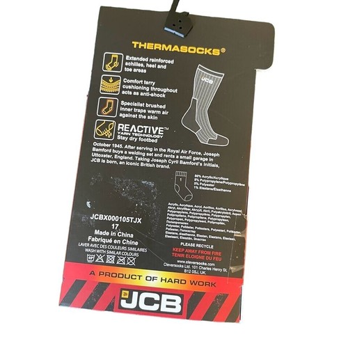 JCB Hombres 4X Calcetines Térmicos Cálidos Bota de Trabajo Calcetines Negros Talla 10-13 NUEVO - Imagen 2 de 7
