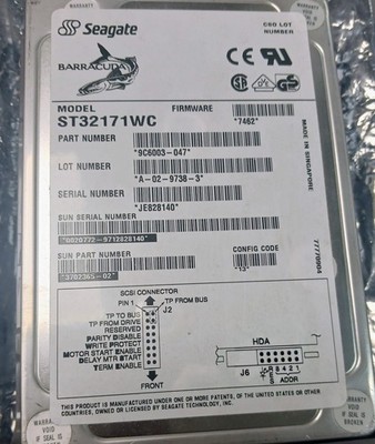 Seagate ST32171WC BARRACUDA 2.16GB 7.2K 512KB Ultra 80Pin 3.5'' SCSI Hard Drive