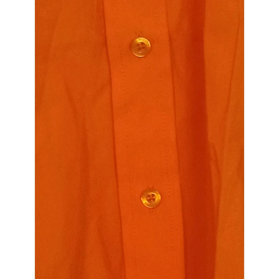 Nueva Camisa de Vestir Formal Para Hombres Naranja Cuello Recto Puño Francés Pascal Morabito Foto 4 de 4