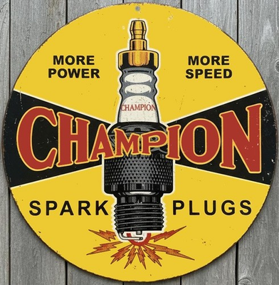 #ad #ad Champion Spark Plugs 12quot; Diameter Vintage Novelty Metal Sign Made In USA New $19.95