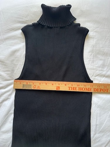 Vintage Cache Y2K Sexy Turtleneck ribbed sleeveless lace stretch top Size L - Picture 6 of 6