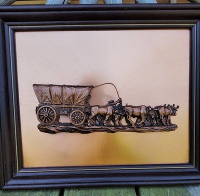 Copper Covered Wagon Oxen Wall  -  Dimensional