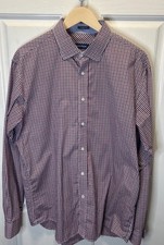 Nautica Classic Fit Gingham men  s Dress Shirt   Red/Navy/White   16-16  / 36-37