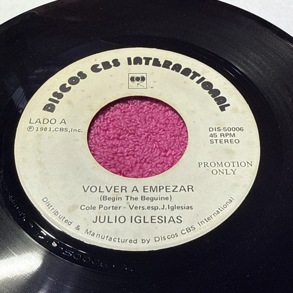 JULIO IGLESIAS -VOLVER A EMPEZAR- SI,MADAME - DISCOS CBS INT. PROMO 45RPM - Image 4 of 4