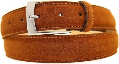 Italienischer Wildledergürtel Herren Damen Gürtel Suede Belt Cognac 3,5cm Breit
