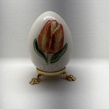1984 Goebel Porcelain Egg on Attached Metal Stand Easter Egg Tree w/ box