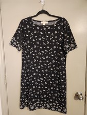 Michael Kors Womens Stretchy Floral Black Dress Womens Size L