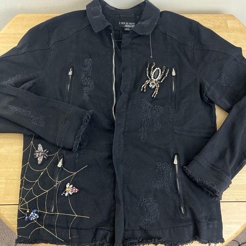 Cote De Nuits mens jacket X Largue black denim down long sleeve Fuerte Te Paix - Picture 2 of 14