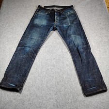 Momotaro Jeans 0605-82 Natural Tapered Raw Selvedge Denim Blue Mens W34 Japan