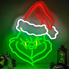 Christmas Neon Sign Cartoon Christmas Neon Light Sign immable LED Signs for W...