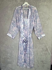 2pc Robe Nightgown Set Sophia by Delicates Chiffon Sz L - XL Woman's Vtg