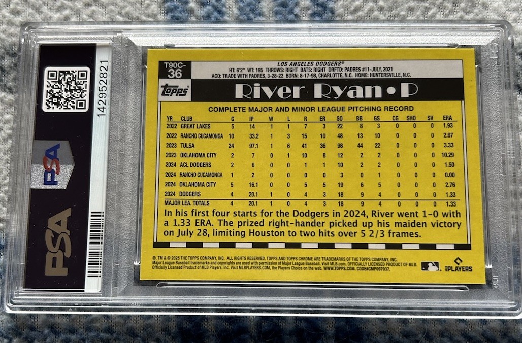 2025 Topps Silver Pack PSA Gem Mint 10 River Ryan view 2