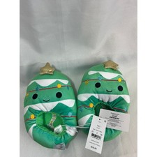 Squishmallows Christmas Tree Plush Slippers Green Kids Size 13/1 Jazwares NEW