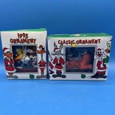 1991 Warner Bros Studio Store Gossamer & Bugs Bunny Sled & 1995 Ornament 
