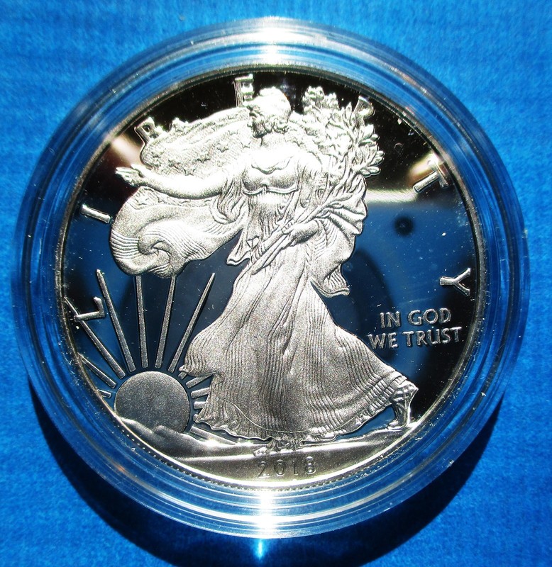 2018-W AMERICAN SILVER EAGLE, PROOF IN CAPSULE NO BOX OR COA. HIGH GRADE.