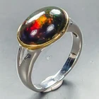 Stunning 3 ct+ Natural Black Opal Ring 925 Sterling Silver Size 6.5 /R453699