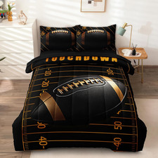 3Pcs Football Full Bedding Set for Boys Teens, Full Size Sports Cool Football Bo