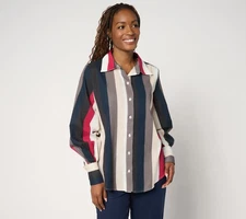 by Stacy London Women's Top Sz M Cotton Blouson Sleeve Multi-colored A691874