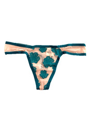 Victoria's Secret PINK Hibiscus Lace Thong Panty Teal