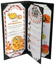 4 pcs of Restaurant Menu Covers Holders 4.75" X 11" Inches, 3panel 4view,Sold...