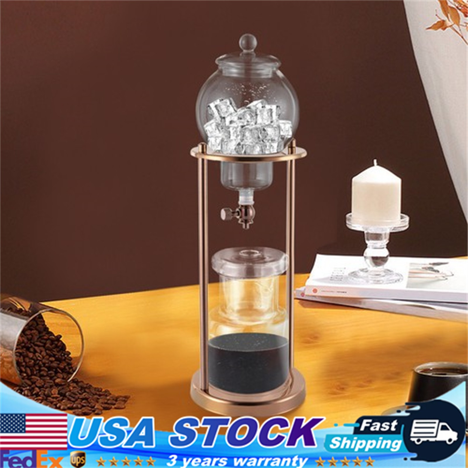 Iced Dripper Coffee Pot Slow Drip Home 600ml Gold
